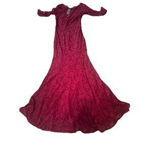 Women's Rephyllis Formal Floral Lace Evening Maxi Dress Burgundy Size S NWT